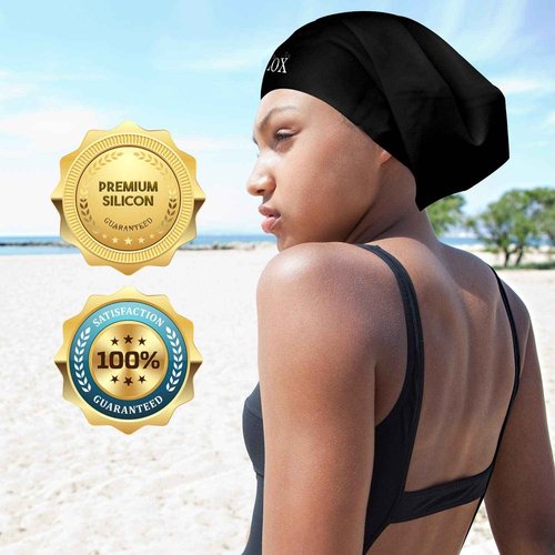 Extra Large Swim Cap for Very Long Hair, Silicone Shower Cap for Braids and Dreadlocks, Keeps Hair Dry While Swimming or Showering, Women and Men, Keeps Afro Extensions Weaves Dry