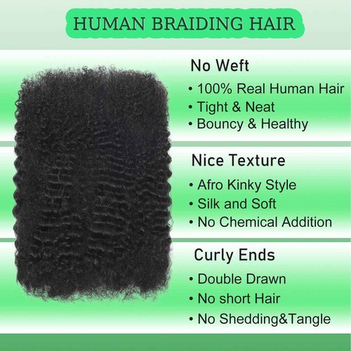 Afro Kinkys Bulk Human Hair for Dreadlock Extensions Repair Locs Twist Braiding Afro Kinky Human Hair for Locs 1 Pack 50 Gram 12 Inch