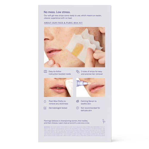 Flamingo Women Face Waxing Kit, Facial Waxing Kit with 20 Wax Strips for Face, 8 Post-Wax Cloths, and 1 Post-Wax Serum, Pack of 2