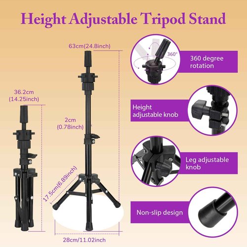 Mannequin Head with 80% Real Human Hair with Tripod Stand - 28" Makeup Cosmetology Manikin Doll Head for Hair Styling, Hairdressing Training Head for Braiding Practice Suitable for Hair Extensions