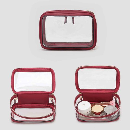 MKF Collection 3PCS Stylish Cosmetic Bag Portable Makeup Travel Organizer Case With 7 Makeup Brushes by Mia K