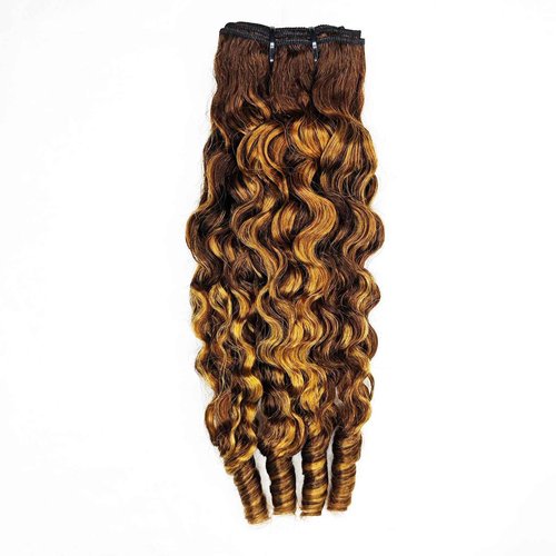 Highlight Honey Blonde Ombre Human Hair Bundles Burmese Curly Bundles Human Hair Ombre Highlight Water Wave 1 Bundle 18 Inches Quick Weave with Spiral End 3c4a for Black Women 4/27