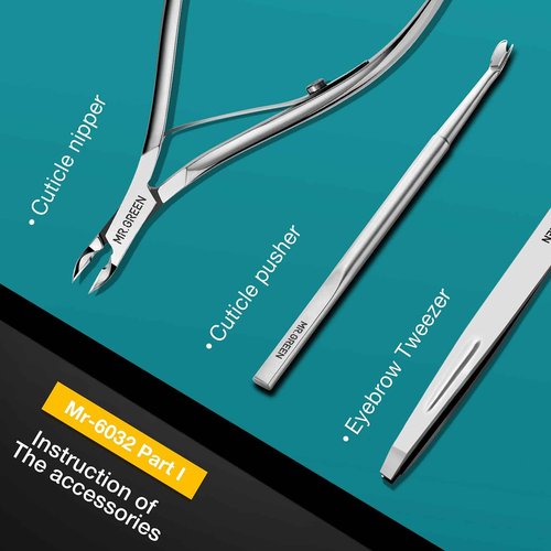 MR.GREEN 7in1 Manicure Sets Personal Care Tools Stainless Steel Professional Nail Clippers Pedicure Set Travel Case Kits (Mr-6032)