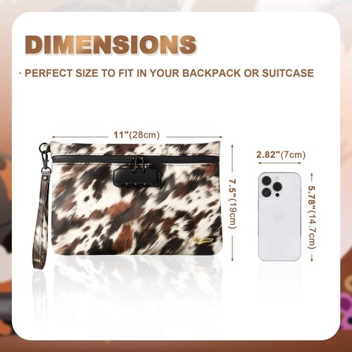 MAICHENG Secure Storage Bag with Combination Lock, Medicine Lock Bag, Travel Money and Cosmetic Organizer, 11 x 7.5 Inch