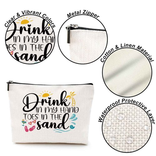 NGZS Funny Beach Gifts for Women Cosmetic Bag Vacation Beach Themed Gift for Lovers Bestie Makeup Bag Girls Trip Gifts Travel Stuff Necessities Birthday Christmas Graduation Friendship