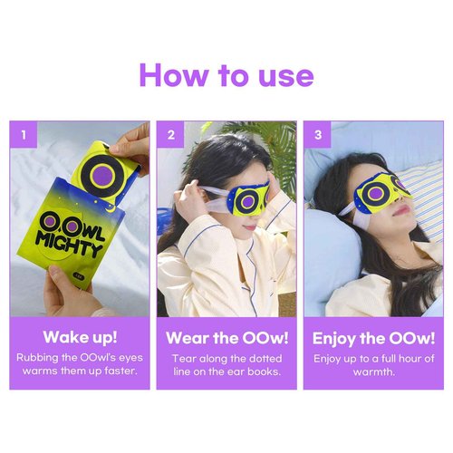 OOwl Mighty Steam Eye Mask, 24 Pack Disposable Self-Heating Warm Compress for Dry Eyes, Puffy Eyes, and Fatigue Relief, Unscented Heated Sleep Mask for Travel, Spa, Home & Gifts for Women & Men
