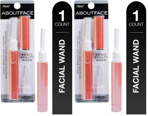 Kai About Face Sonic Beauty Wand with Bonus Eyebrow Shaper; Battery Operated Face Hair Remover; Face, Chin, & Lip Hair Remover, Face Hair Remover Tool for Women, Epilator for Men & Women (Pack of 2)