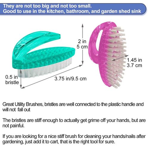 Bath Brush and Nail Brush Bundle - Bath Brush Long Handle for Shower Medium Stiff Bristle, Nail Brush for Cleaning Fingernails with Stiff Bristle