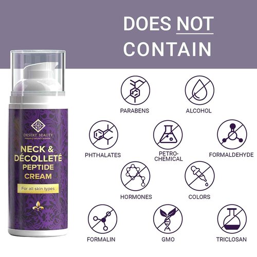 Desert Beauty Neck and Decollete Firming Cream for Women - Neck Firming and Tightening Cream with Advanced Stem Cell, Peptides, Collagen & Hyaluronic Acid for Skin Tightening and Lifting, 3.38 fl oz