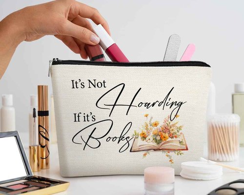 EXUQO Book Lover Gift: Makeup Bag for Women, Teen Girls - Zipper Pouch Travel Bag