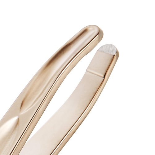 NILIYA Beard Tweezers for Man, Professional Round Tip Pucker for Chin, with Leather Travel Case (Champagne gold)