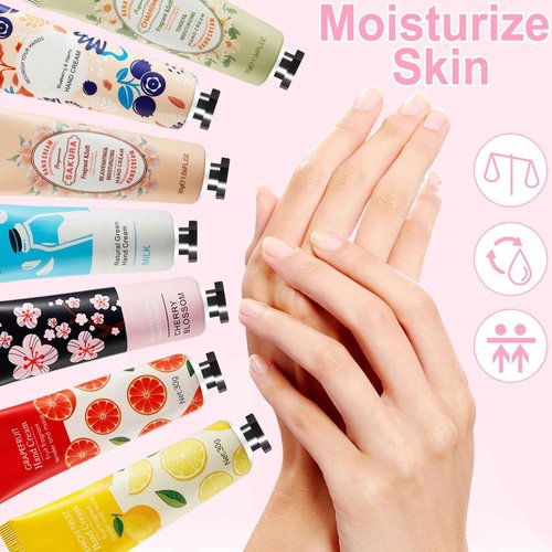 UHBYJM 120 Pack Hand Cream for Women,Bulk Hand Lotion Travel Size for Dry Cracked Hands,Moisturizing Hand Care Cream,Natural Plant Fragrance Mini Hand Lotion Gifts For Birthday Party Favors,10 Styles