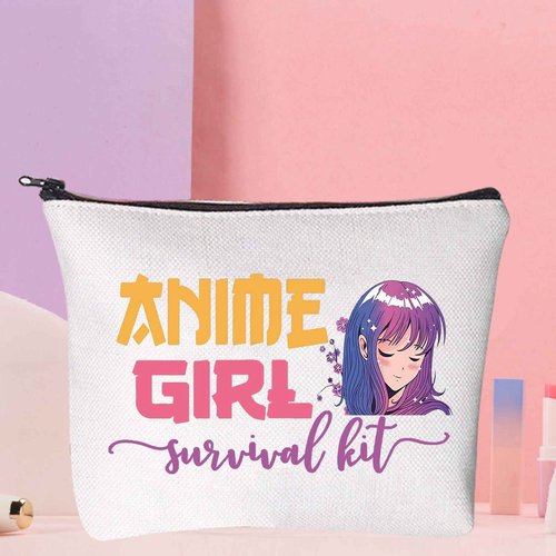 WZMPA Anime Girl Cosmetic Makeup Bag, Anime Lover Gift, Survival Kit Zipper Pouch for Teenagers Girls