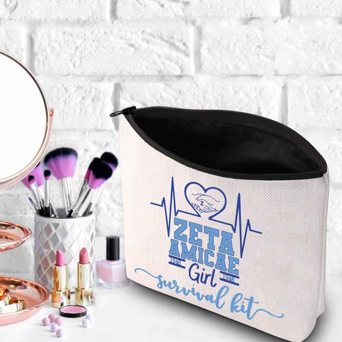 WZMPA 1948 Dove Sorority Paraphernalia Cosmetic Makeup Bag Sorority Sisters Gift Zeta Amicae Girl Survival Kit Makeup Zipper Pouch Bag For Women Girls (Zeta Amicae Girl)