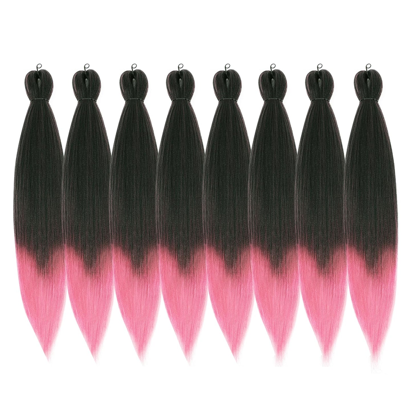 DIFUNEE Pre-stretched Braiding Hair - 16 Inch 8 Packs Ombre Pink Short Braiding Hair For Twist or Box Braids, Yaki Texture Hot Water Setting Synthetic Braiding Hair Extensions (16 Inch, T-Pink-8P)