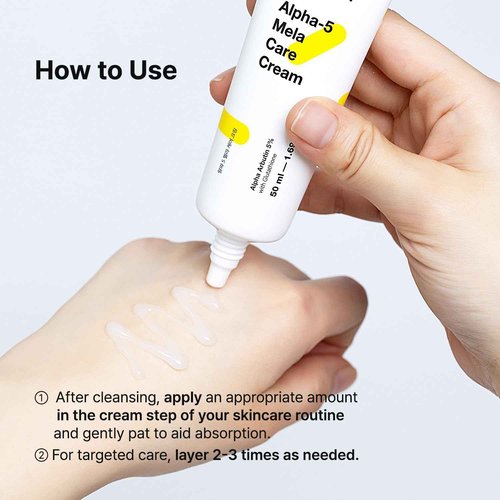 TIA'M Alpha-5 Mela Care Cream, 1.69 fl oz, 5% Alpha Arbutin Glow Enhancing Cream with Glutathione & Niacinamide, Korean Skin Care