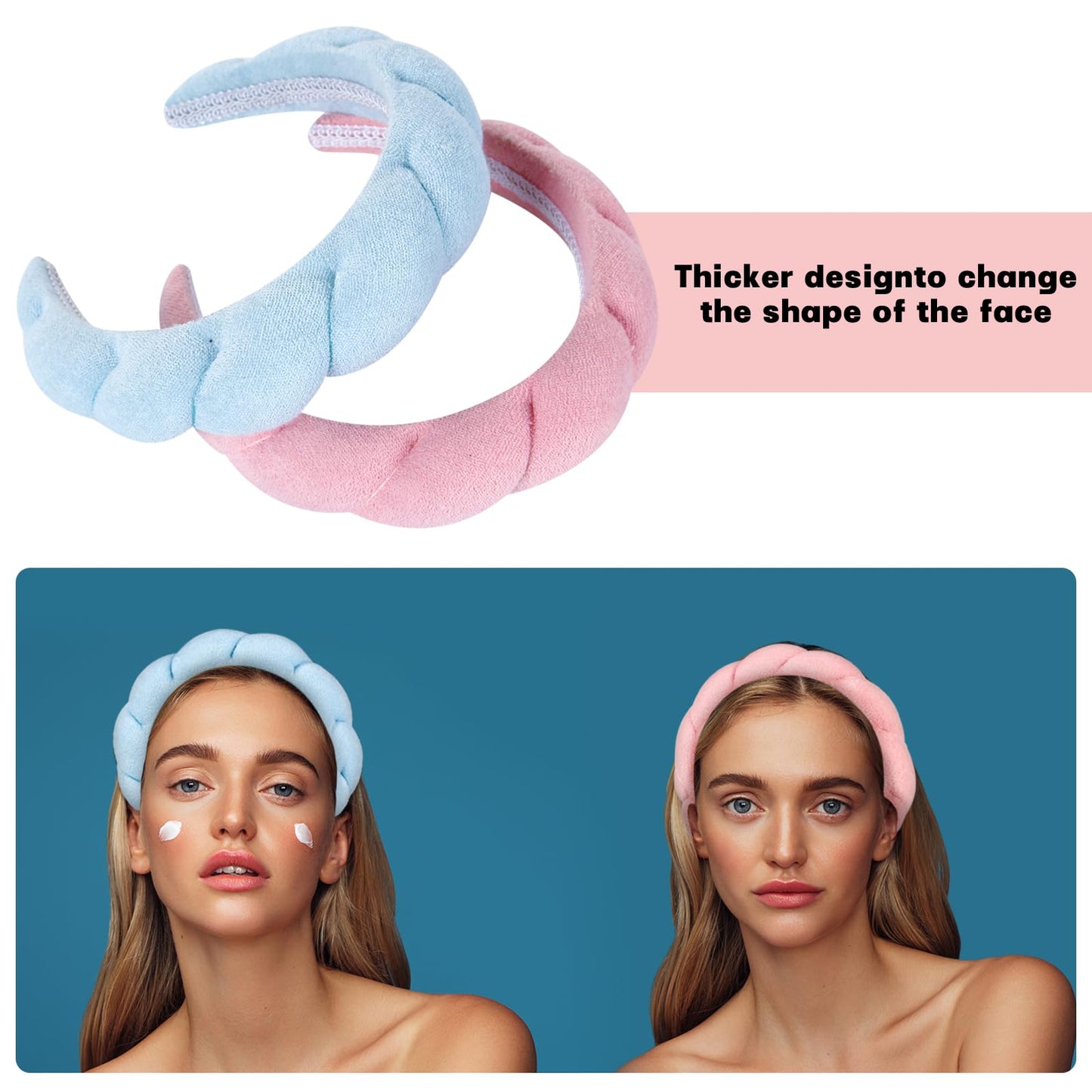 ETVOL Skincare Headband for Washing Face,Sponge Terry Cloth Spa Headband for Makeup Remove Shower Hair Accessories with Claws set Headbands for Women Girl