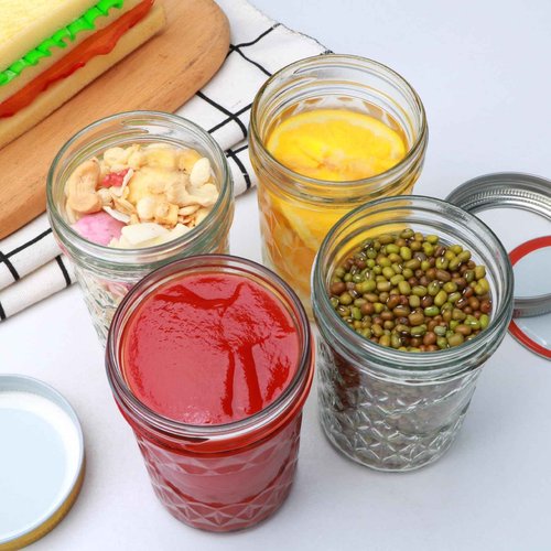 Datttcc 8 oz Mason Jars, Canning Jars,Jam Jars forJelly,Honey, Wedding Favors, Food Storage,Kitchen & DIY Gifts, with Lables,Sponge Brush,Pen,Set of 16