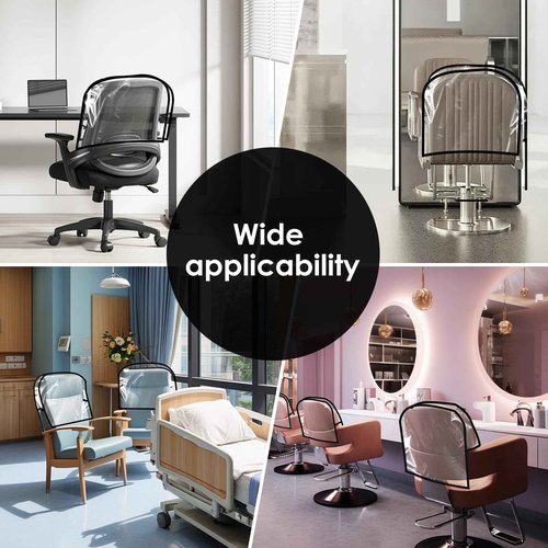 LYIYEYAN 3Pcs Salon Chair Cover, PVC Clear Chair Back Covers, Waterproof Salon Chair Covers Protectors, Soft Salon Chair Back Cover, Fits Most Standard Salon Chairs Office Chairs, 20"x 15.7"x 4.7"
