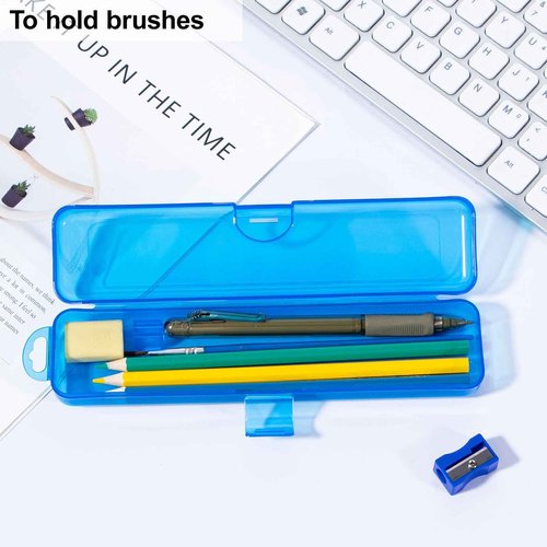 Yeeco Toothbrush Case 2 Pack, Transparent Dark Blue Travel Case, Plastic Holder, 7.87 x 1.85 x 1.18 inches Portable