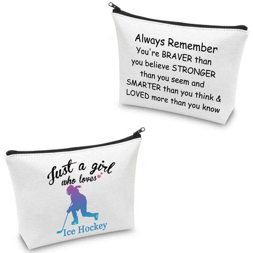 CMNIM Ice Hockey Gifts Ice Hockey Cosmetic Bag Makeup Bags Just a Who Loves Ice Hockey Gifts for Ice Hockey Lovers Team Inspirational Gifts Zipper Pouch Travel Bag Cosmetic