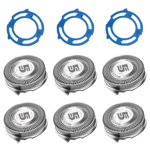 SH50 Replacement Heads with Blade Retaining Rings for Philips Norelco 5000 Series 6-pc Pack