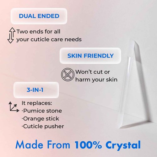 Starter Crystal Care Set - 3PC Includes Glass Foot Scraper, Medium Crystal File, and Cuticle Stick for Natural Nails, Glass File Kit