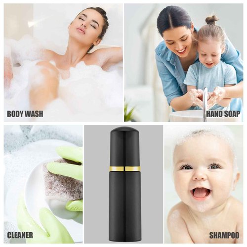 Lil Ray 2 Oz Empty Black Foam Pump Bottle, Foamer Soap Dispenser for Lash Shampoo, Hand Soap, Foaming Cleaner(Gold Pump&Black Cap, 12 PCS)