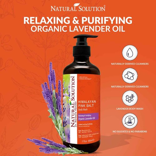 Natural Solution Body Wash, Made With Himalayan Pink Salt & Organic Lavender Oil, Purifying and Transforms The Even Driest Skin in Just One Shower, 17 fl oz (6 Count)