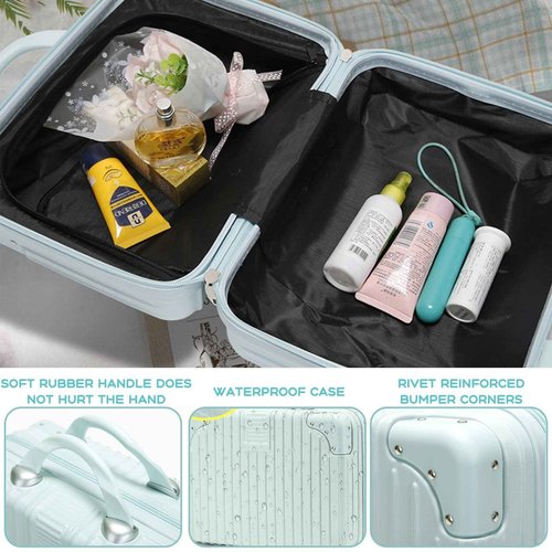 HAHONIA 11L Makeup Travel for Women Girl, Hard Shell Vanity Cases with Elastic Band and Zipper, Portable Waterproof ABS Cosmetic Case for Travel