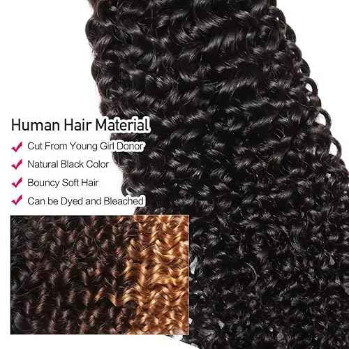 VIPbeauty16A Burmese Curly Human Hair Bundles 26 Inch 100% Unprocessed Brazilian Virgin Hair Quick Weave Bundles Human Hair Extensions Real Human Hair Natural Black