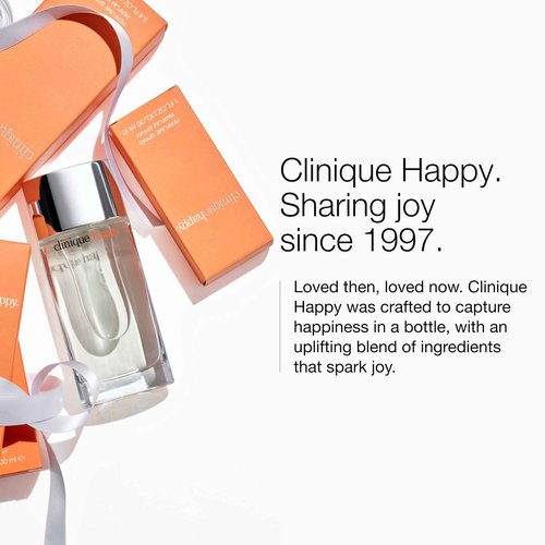 Clinique Happy Eau de Parfum Spray | Notes of Grapefruit, Bergamot, Hawaiian Wedding Flower + Spring Mimosa | Perfumes for Women, Mini Travel Size, 0.34 Fl Oz
