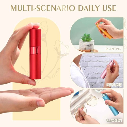 Honeydak 16 Pack 8 ml Refillable Perfume Atomizer Mini Refillable Spray Travel Bottles Empty Cologne Sprayer Portable Fragrance Atomizer with Funnel, Dispenser, Pipettes, Bag(Multicolor)