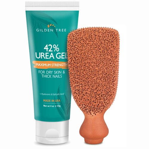 GILDEN TREE Max Strength 42% Urea Gel + Premium Terra Cotta Foot Scrubber Bundle