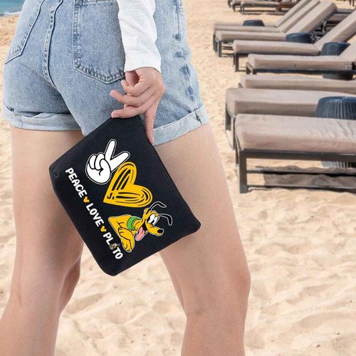 WZMPA Funny Dog Cosmetic Bag Dog Fans Gifts Peace Love Makeup Zipper Pouch Bag Cartoon Movie Merchandise (Peace Love Plu-BL)