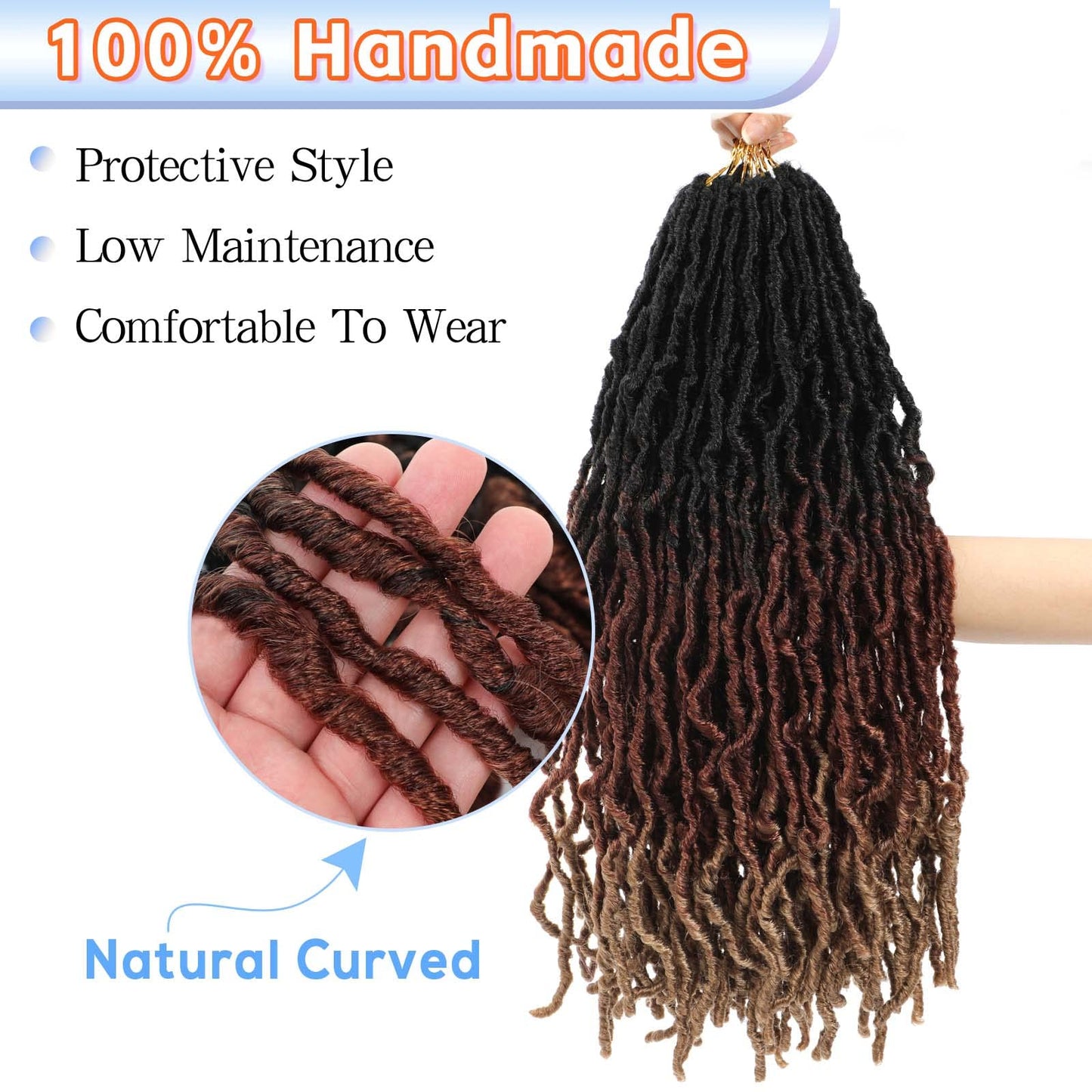 Faux Locs Crochet Hair Ombre Soft Locs 22 Inch 7 Packs Pre Looped Soft Locs Crochet Hair For Black Women Goddess Locks Crochet Butterfly Loc Extensions (22inch, 7 Packs, 1B/30/27)