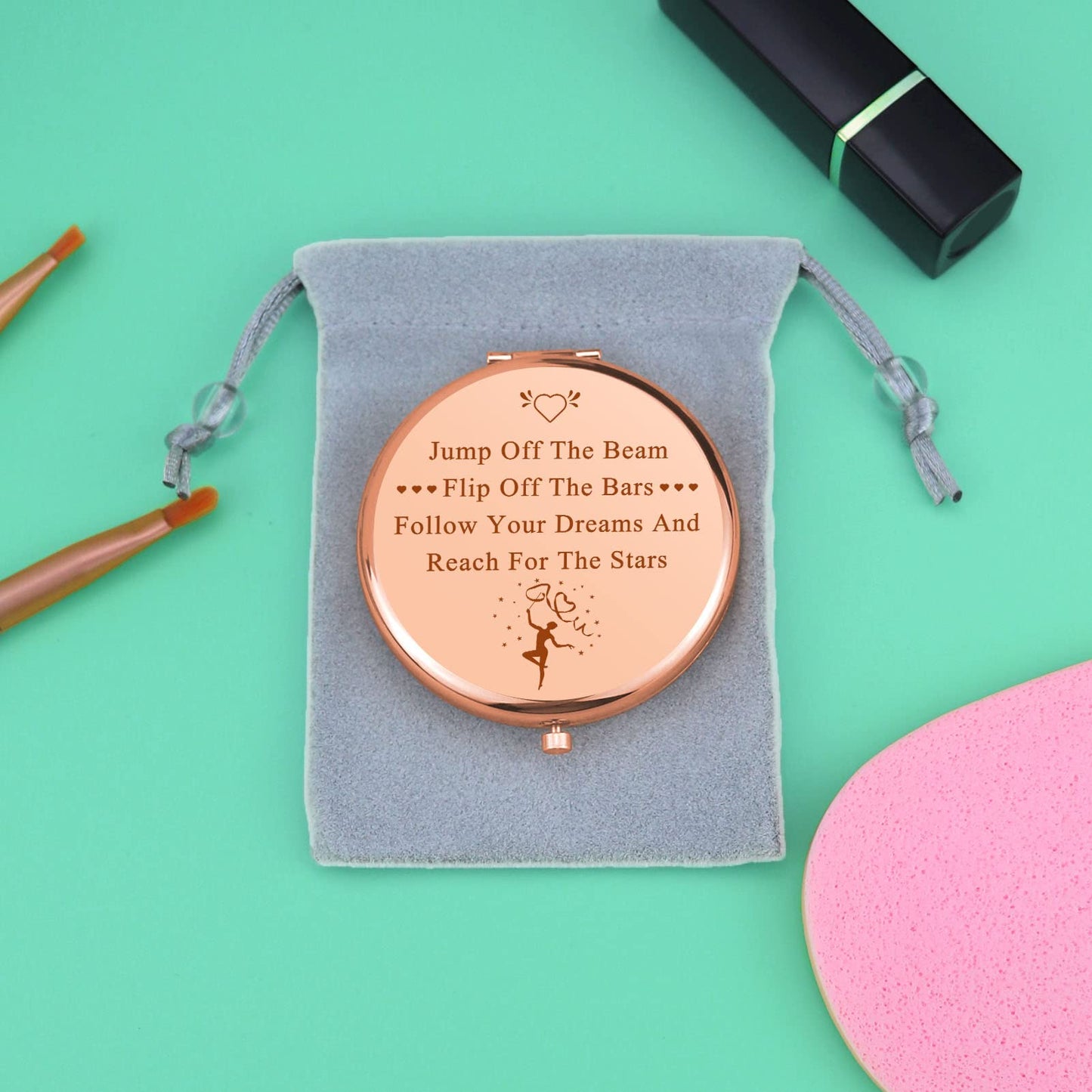 2 PCS Gymnastics Lover Gifts Encouragement Gifts Compact Makeup Mirror Gymnastics Gifts Gymnast Inspirational Gifts for Women Folding Makeup Mirror for Gymnasts Team Christmas Birthday Gifts