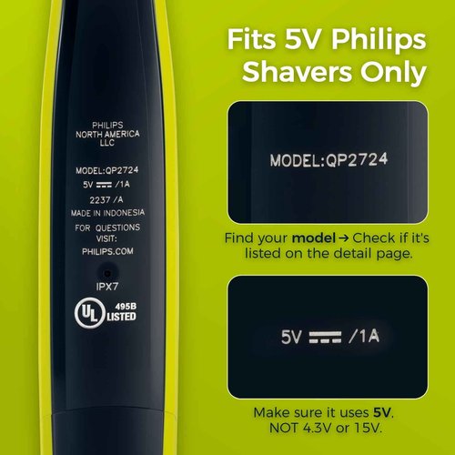 Hajida 5V USB-C Charger Cord Compatible with Philips Norelco Shaver Models – QP2724, QP1924, QP4530, QP2834, QP4631, X3001, MG5910, MG5970, QP6552, MG7910, MG7970, MG9520, QP6542 & More