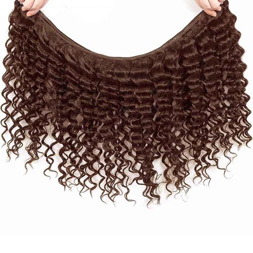 Human Hair Bundles Deep Wave 26 Inch Single Bundle #4 Chocolate Brown Human Hair Unprocessed Native Virgin Hair 100g Total 1 Extension Wet and Wavy Human Hair Extensions for Black Women
