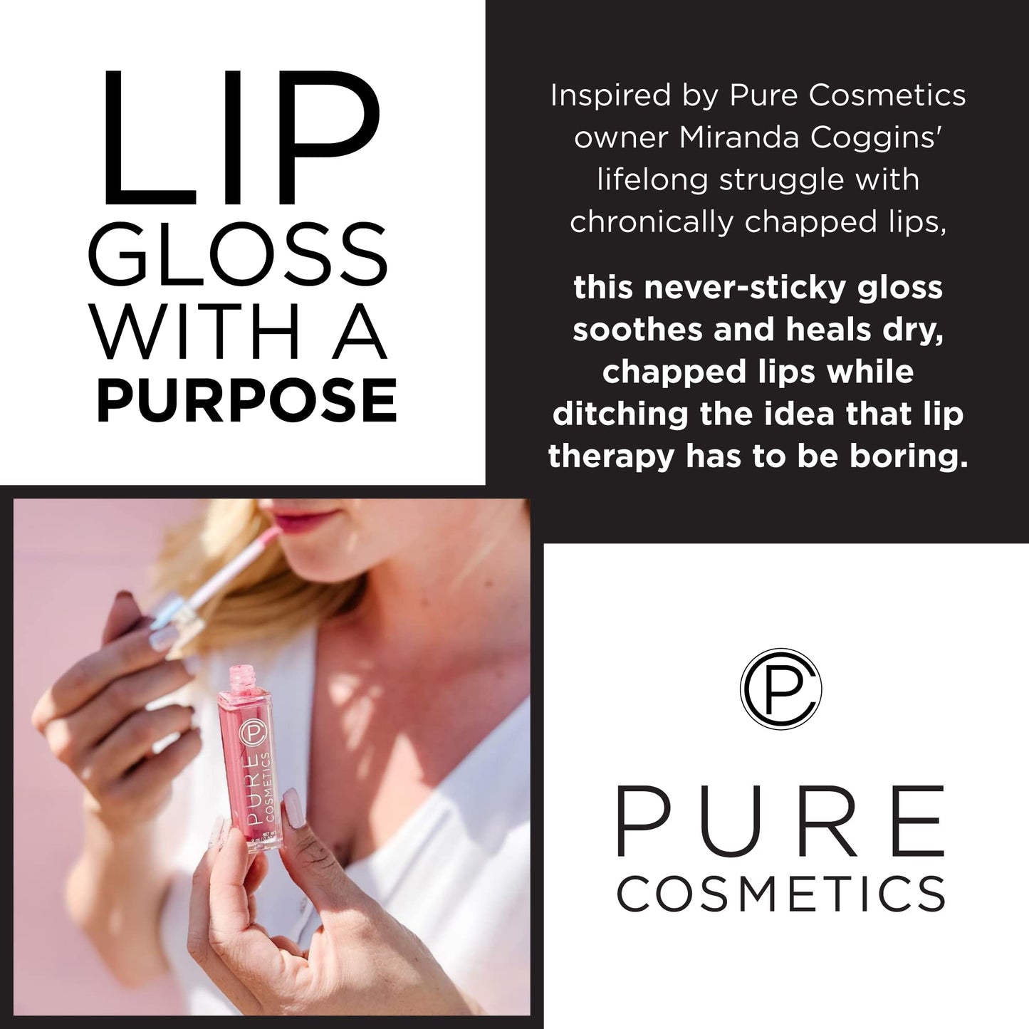 Pure Cosmetics Pure Illumination Lip Gloss - LED-lit Applicator w/Side Mirror - Non-Sticky, Moisturizing & Hydrating Lip Glosses - Soothes & Heals Dried Chapped Lips (Shimmer)