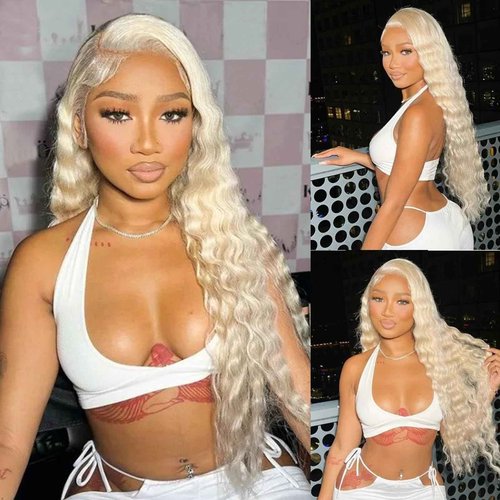 LIXION 613 Bundles Human Hair 16 Inch Blonde Deep Wave Bundles Human Hair 1 Bundle 14A Grade 100% Unprocessed Brazilian Virgin Raw Hair Weave Extensions for women 100g