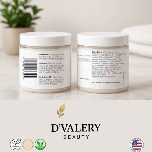 Hydrating Hair Mask with Avocado Oil & Panthenol – Deep Conditioning, Anti-Frizz & Detangling Treatment for Dry, Damaged or Color-Treated Hair – 8 oz
