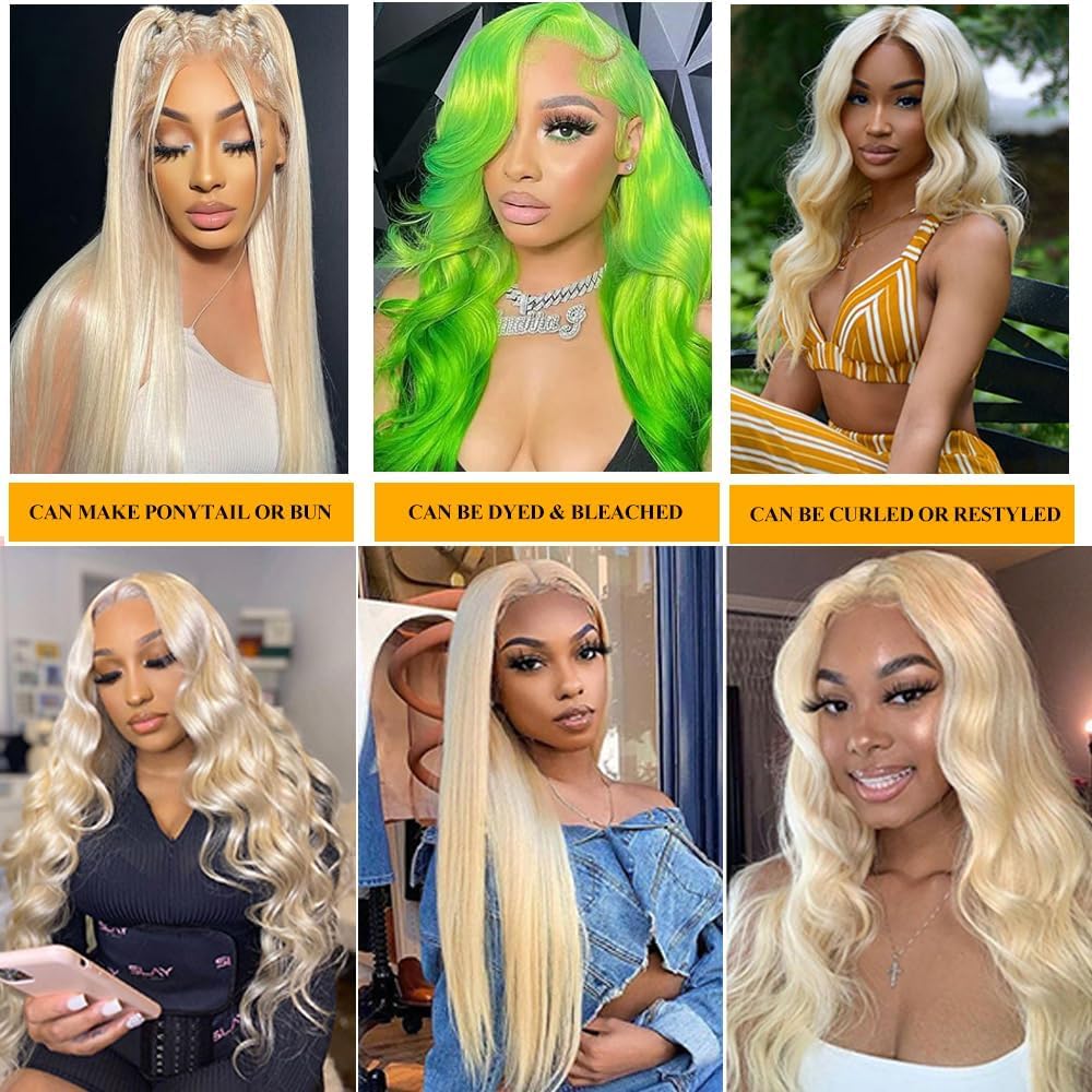 QTHAIR Straight Human Hair Blonde Bundles 18 20 22inch 14A Grade 100% Brazilian Human Hair Color #613 Platinum Blonde Straight 14 16 18 inch Brazilian Virgin Straight Human Hair 3 Bundles