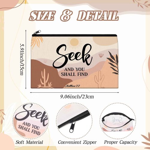 Moinchore 36 Pcs Christian Gifts for Women Bulk Christian Makeup Bags Religious Keychain Bible Verse Pens Inspirational Cosmetic Bag Pencil Pouch Boho Gifts for Christmas Church Charity Supplies
