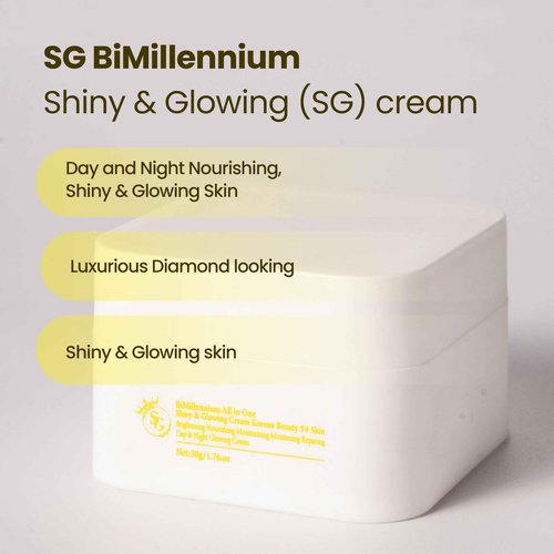 SG BiMillennium Face Cream Korean Moisturizer (Glowing Skin Without Makeup) - Beauty Skincare with Peptide, Omega Water, Rice Ceramide for Deep Moisturizing