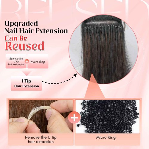 S-noilite U Tip Hair Extensions 100% Real Remy Human Hair Upgraded Micro Ring K Tip Extensions Pre Bonded Keratin Hair Extensions 50g/50 Stands 14 Inch Golden Brown Highlighted Bleach Blonde
