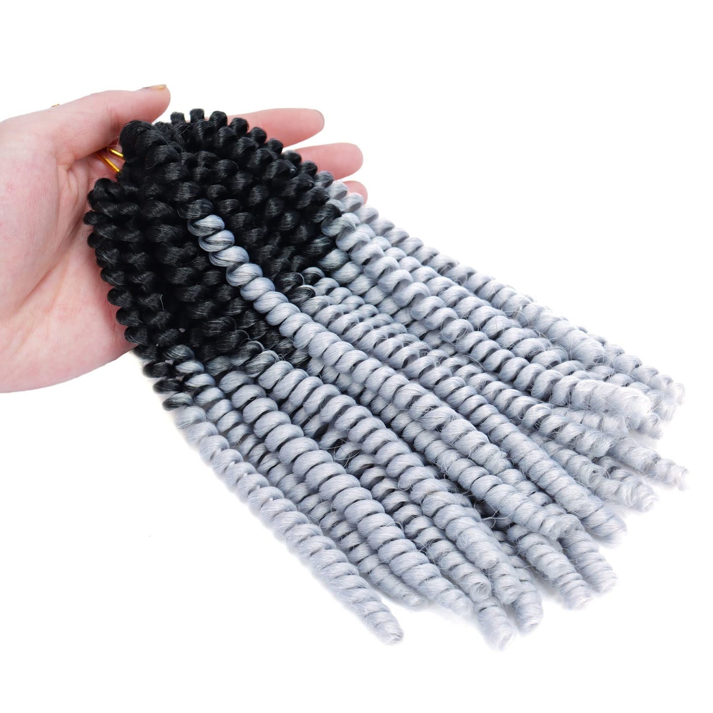 6 Packs Spring Twist Hair Gray 8 Inch Spring Twist Crochet Hair Fluffy Spring Twist Synthetic Fiber Bomb Twist Crochet Braids Low Temperature Twist Crochet Hair for Black Women(OTGray)