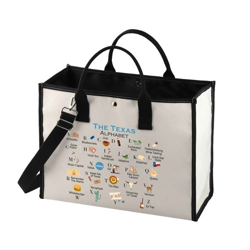 MNIGIU Texas Canvas Tote Bag Texas State Gift Texas Eco Tote Bag Reusable Bag Welcome Bag (TexasZhengTB)
