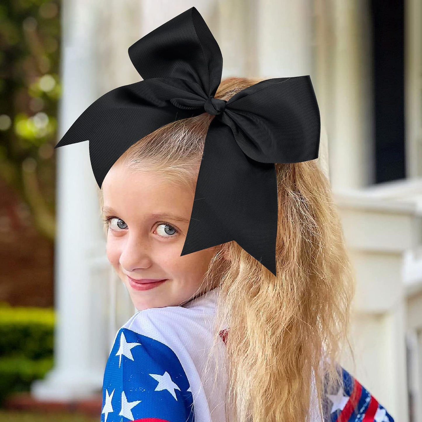 12 Pcs Large Cheer Bows 8" Bulk Hair Bow Accessories with Ponytail Holder for Girls High School College Cheerleading