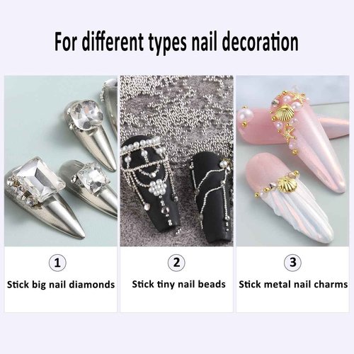 Fcozpjk 30ML Rhinestone Glue for Nails, 3D Nail Charms Gel Nail Glues Super Strong Bling Gel, Stick Nails Gems Jewel Caviar Beads Diamond Glue for Nails Professional Manicure Accessories